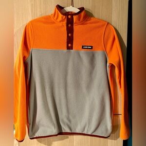 Kids XL Lands' End Anyweather Fleece Snap Neck Pullover - Orange/Gray